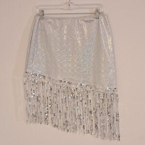 No-brand Women's Silver and White Skirt